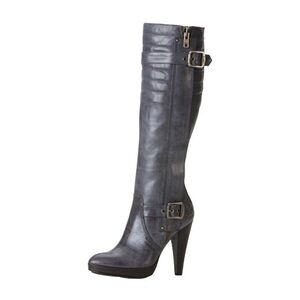 ❤️ FRYE-RARE Harlow Brown/Gray/Taupe Tall Moto Heeled Leather Boots Size 8.5